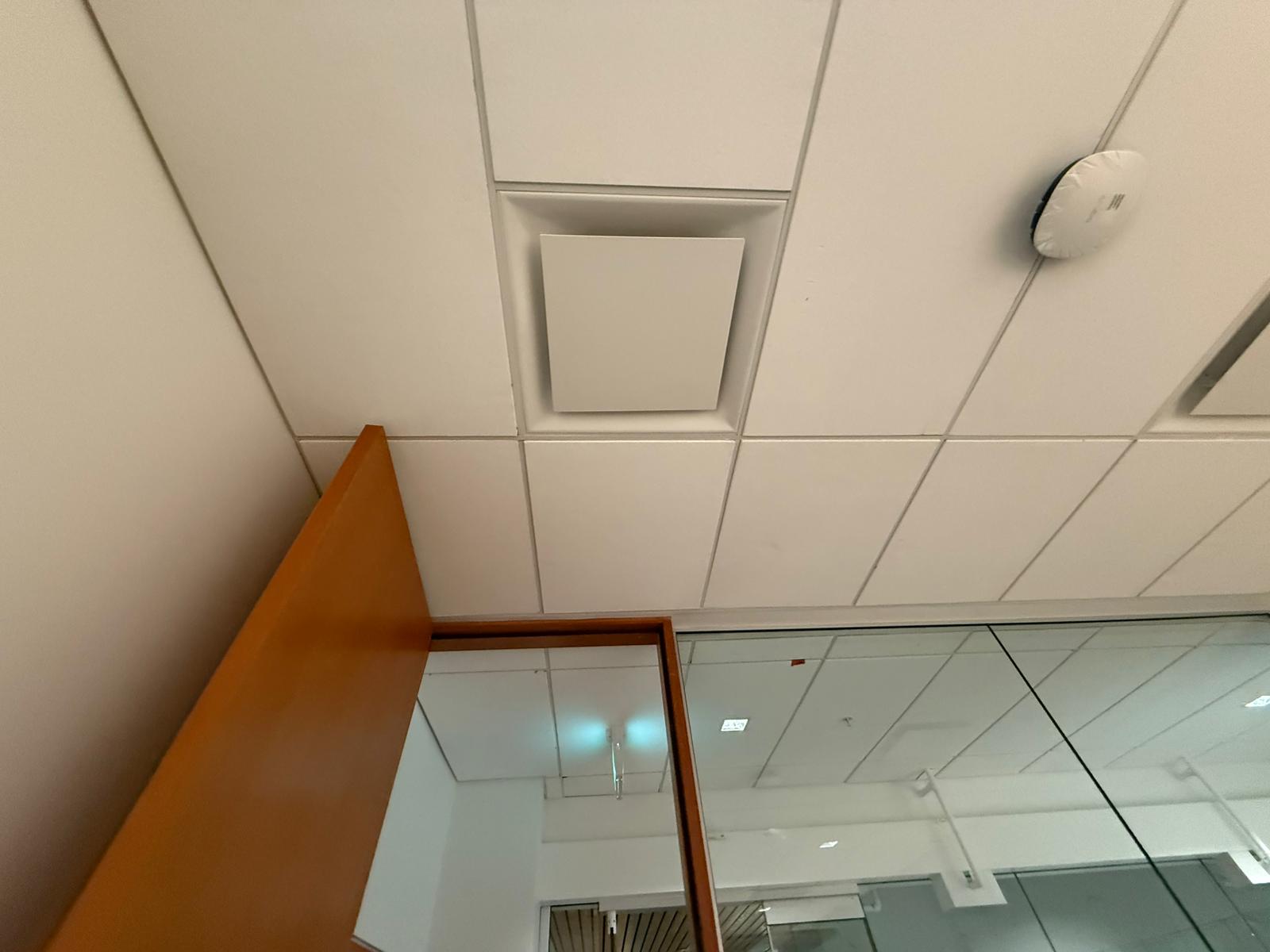 Finished glazed room and acoustic ceiling at the City of Surrey Operations Building