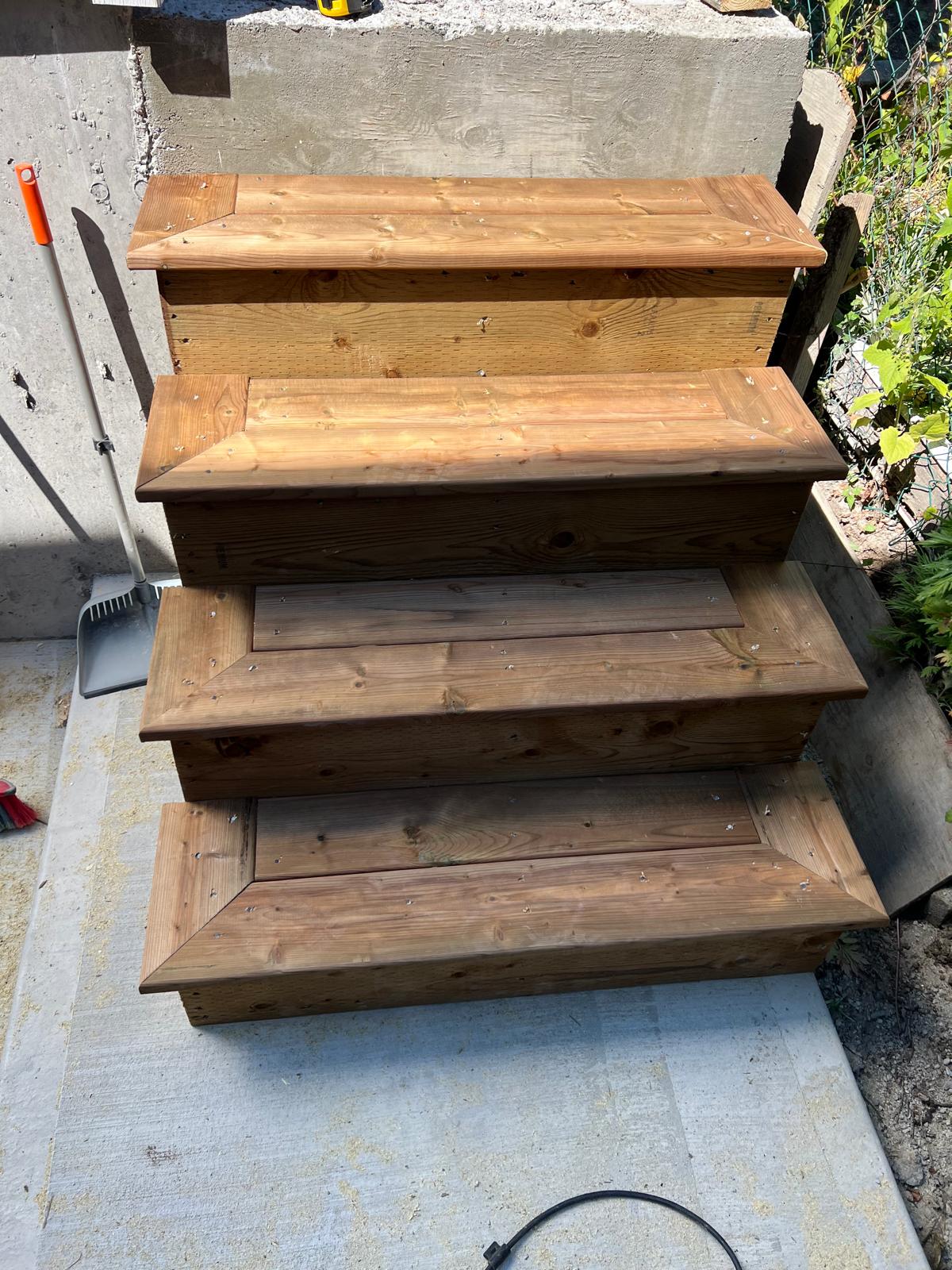 New wood stairs built for an outdoor deck