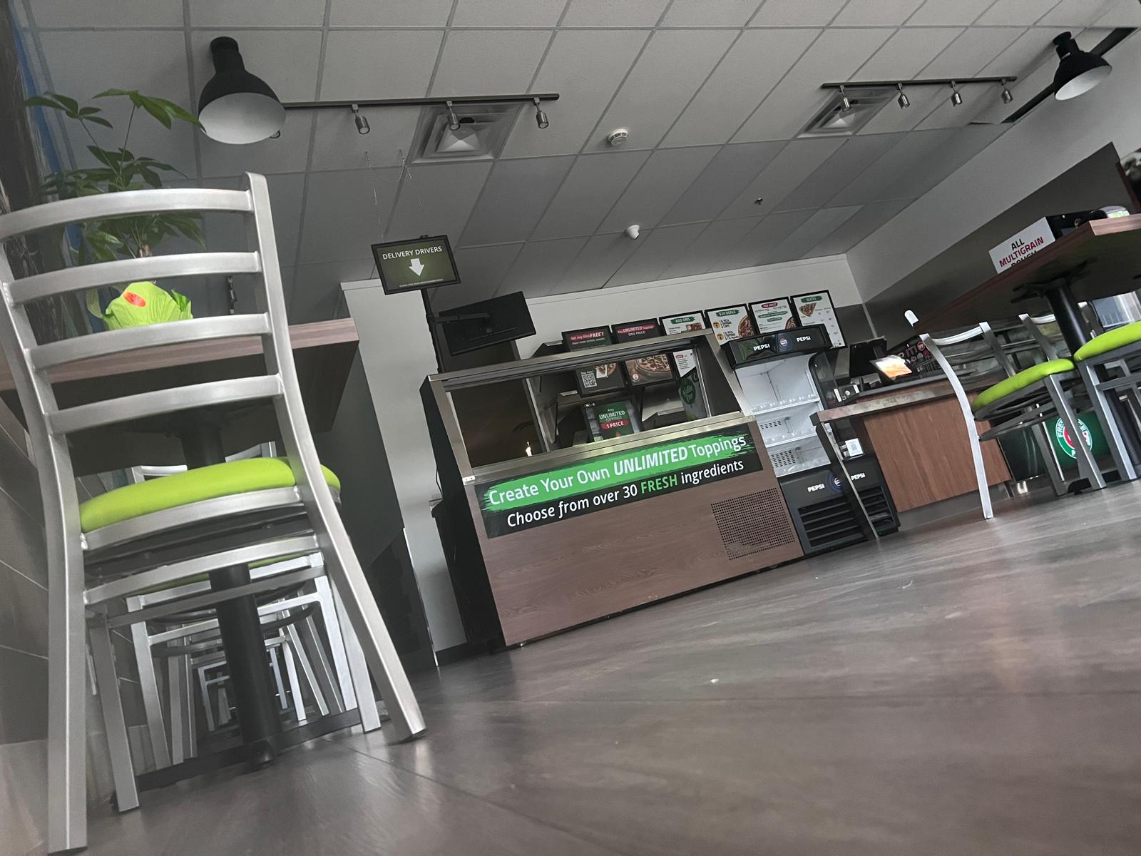 Freshslice Pizza Langley completed dining room and T-bar ceiling