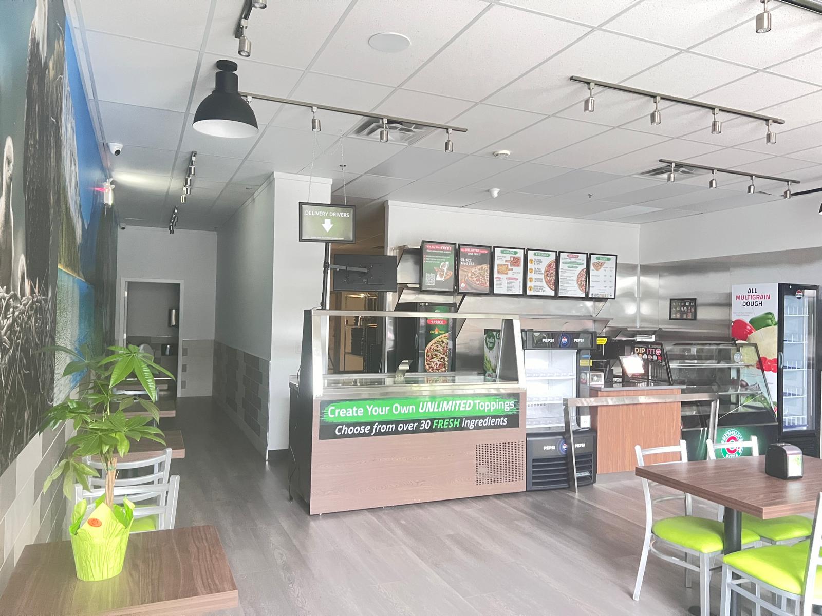 Freshslice Pizza Langley franchise interior completed by Steelskin Drywall
