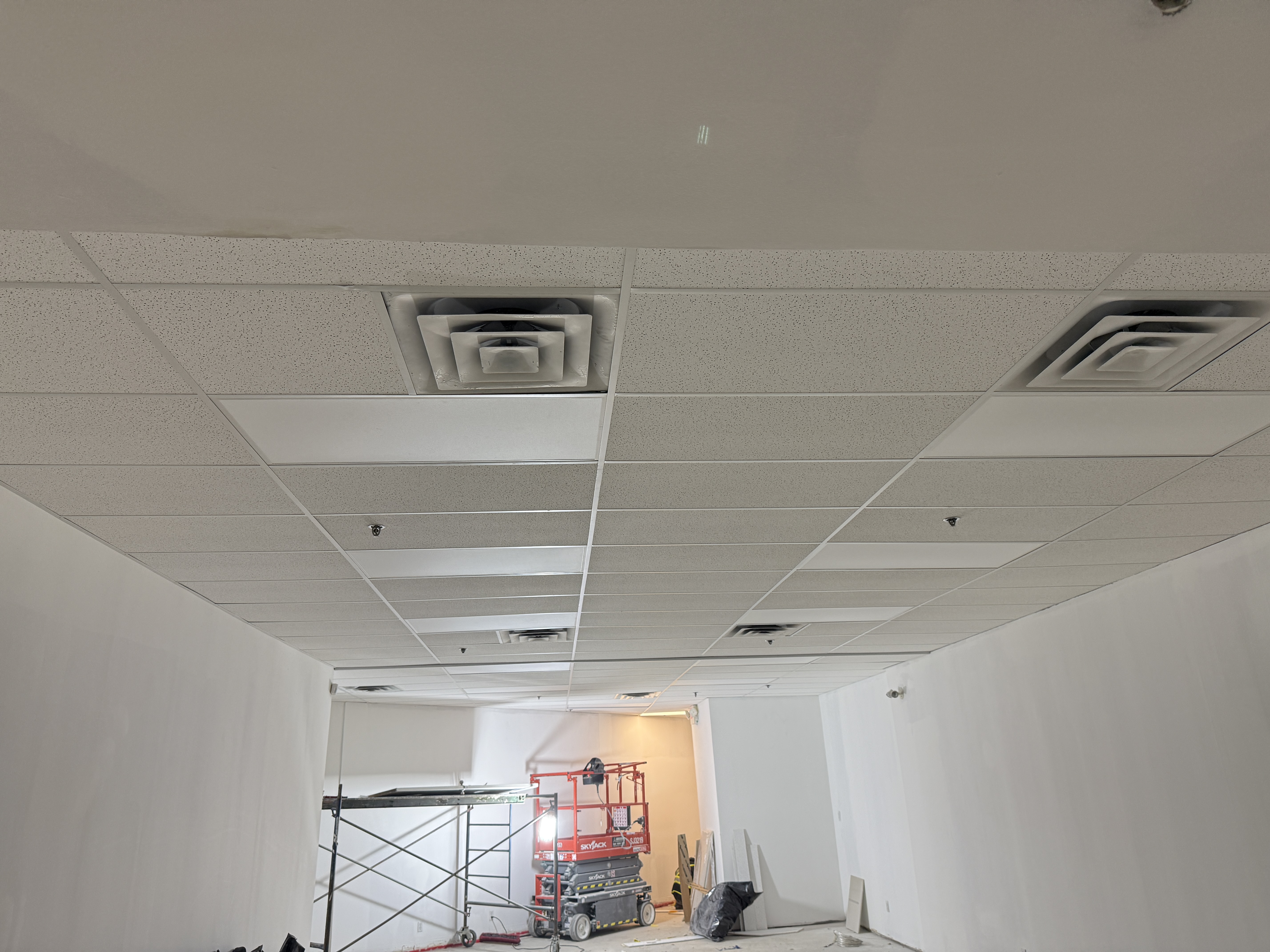 Completed Lansdowne Centre Richmond T-bar ceiling project by Steelskin Drywall